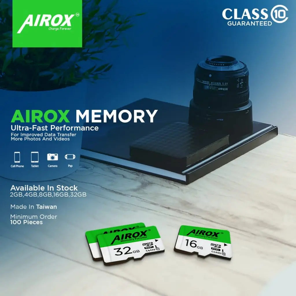 Airox Micro SDHC Card 2GB 4GB 8GB 16GB 32GB 64GB 128GB and 256GB Class 10 - Airox.pk