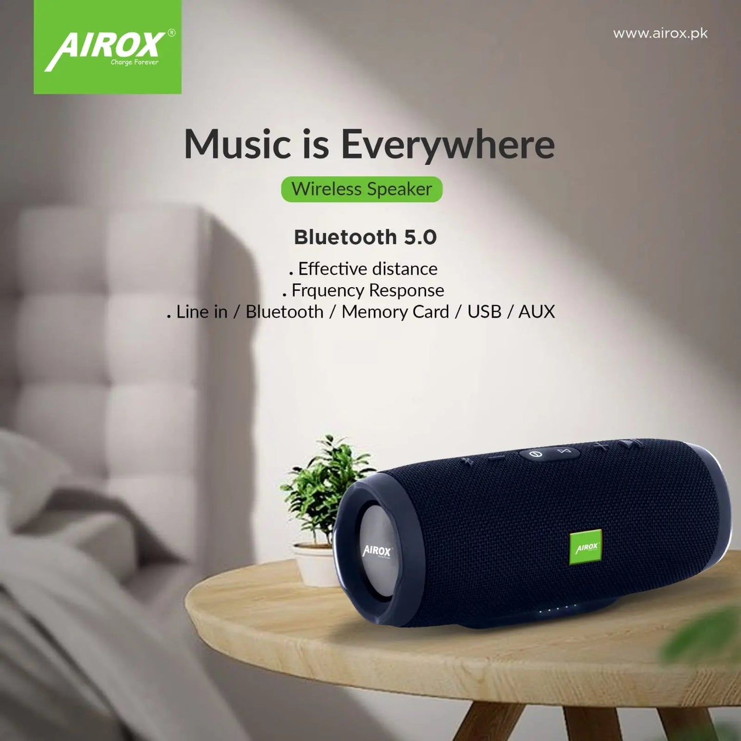 Airox Wireless Bluetooth Speakers Woofer Portable  Speakers Bass Speaker Stereo Music Surround Mobile Call Light Speaker Outdoor Speakers with Aux Interface Laptop Phone Support TF FM - Airox.pk