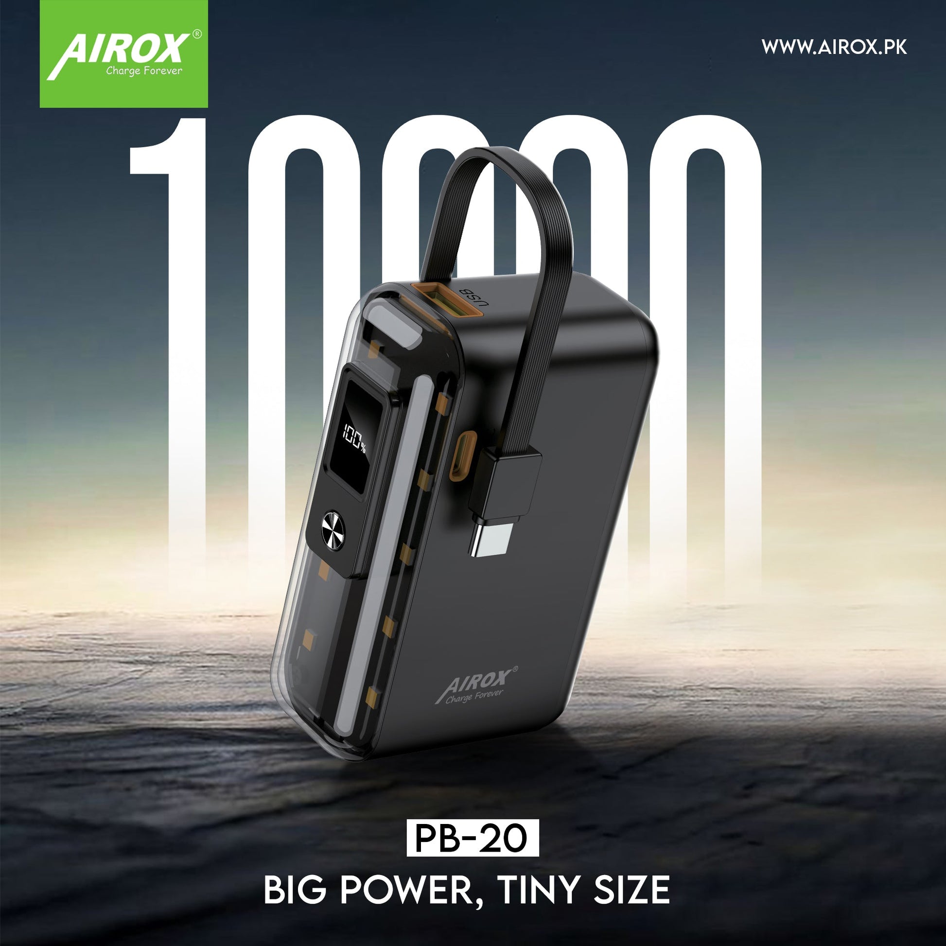 Title: Airox PB20 Power Bank – 10,000 mAh Fast Charging Power Bank Airox.pk