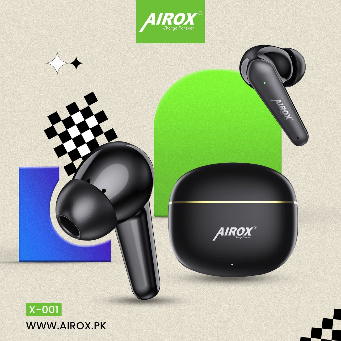 Airox X001: BT5.3 Earbuds with 6 Hours of Battery Life Airox.pk